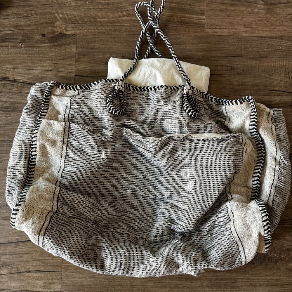 hand loomed large cotton tote bag